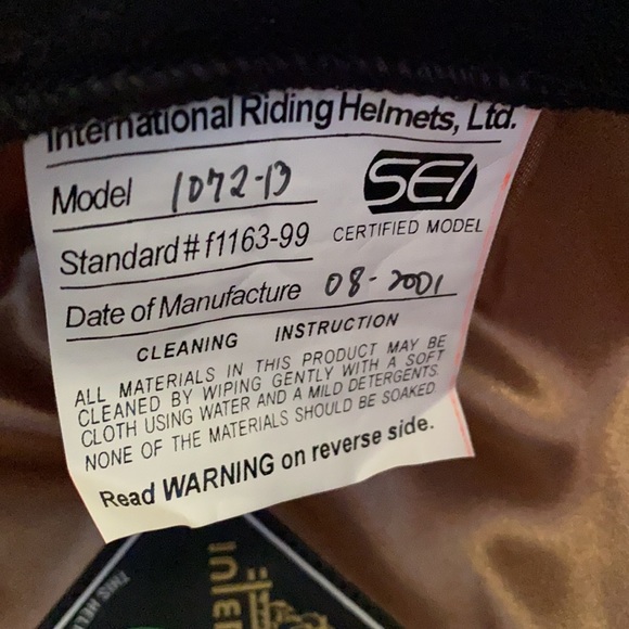 International Riding Helmet SEI Certified Model 1072-13 - Picture 7 of 12